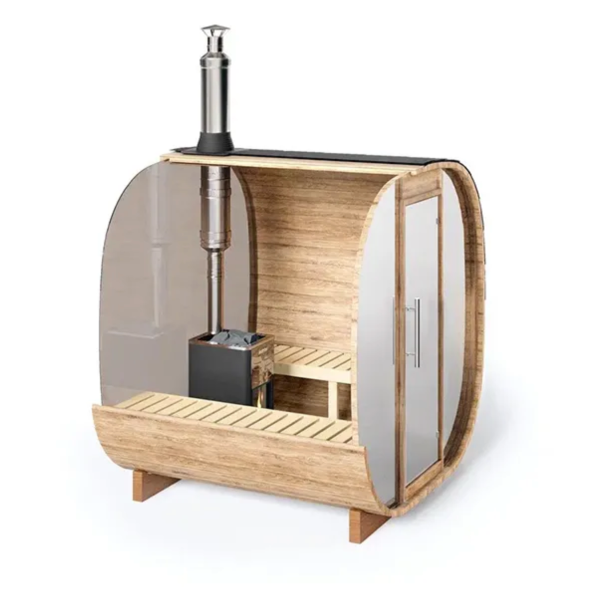 2/2.3m for 4 persons Mirrored Cube Barrel Sauna