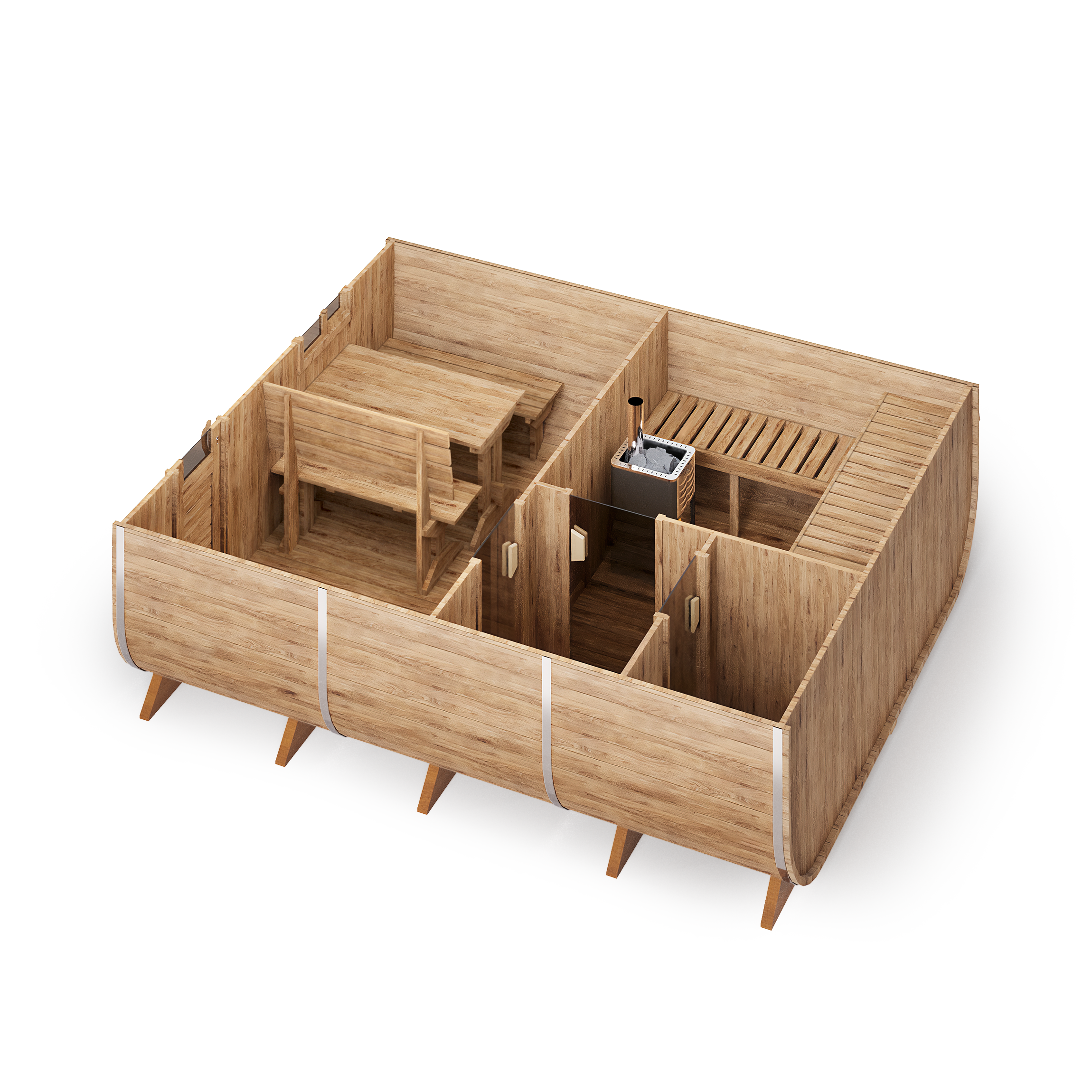Big Oval Outdoor Sauna for 6 persons