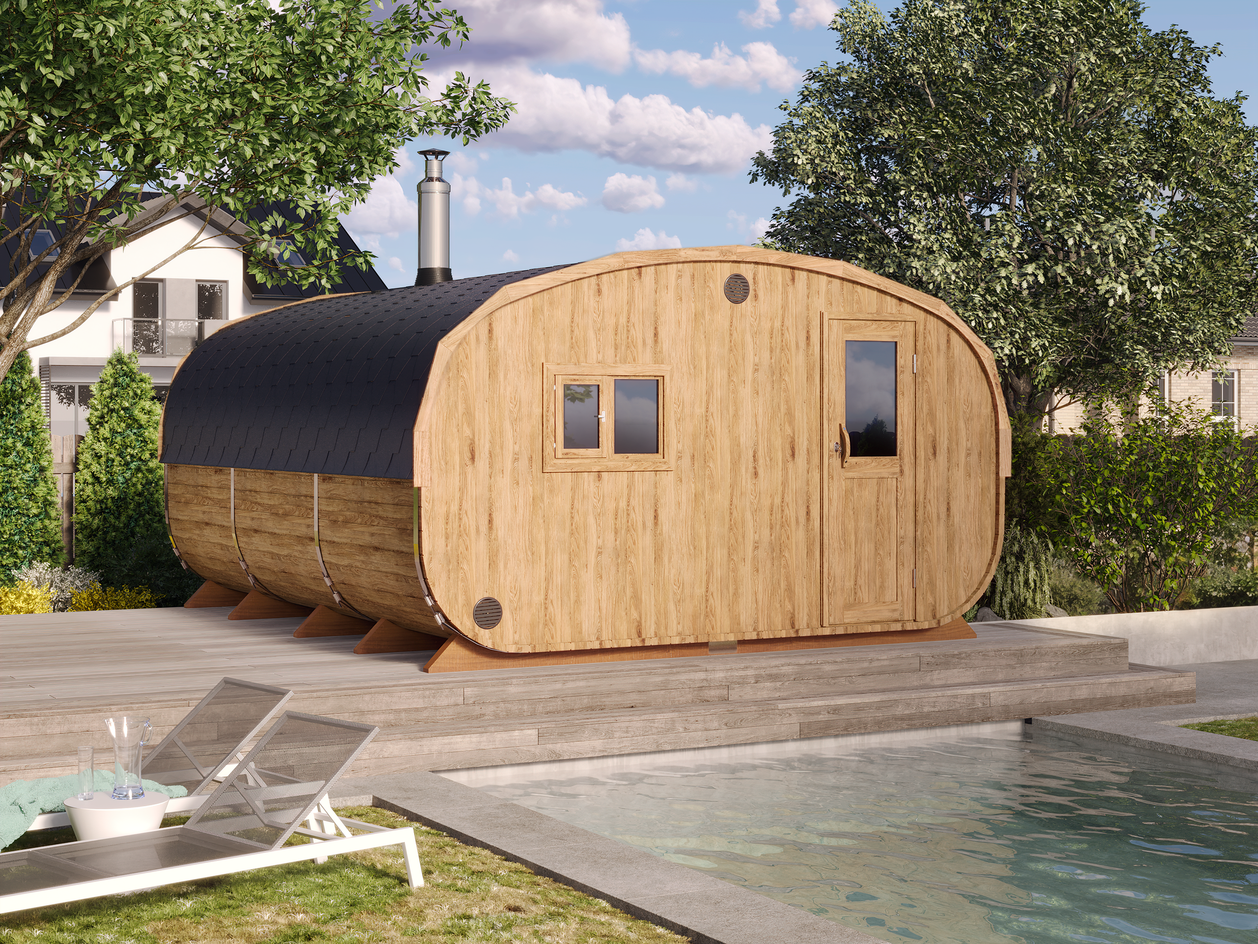 Big Oval Outdoor Sauna for 6 persons