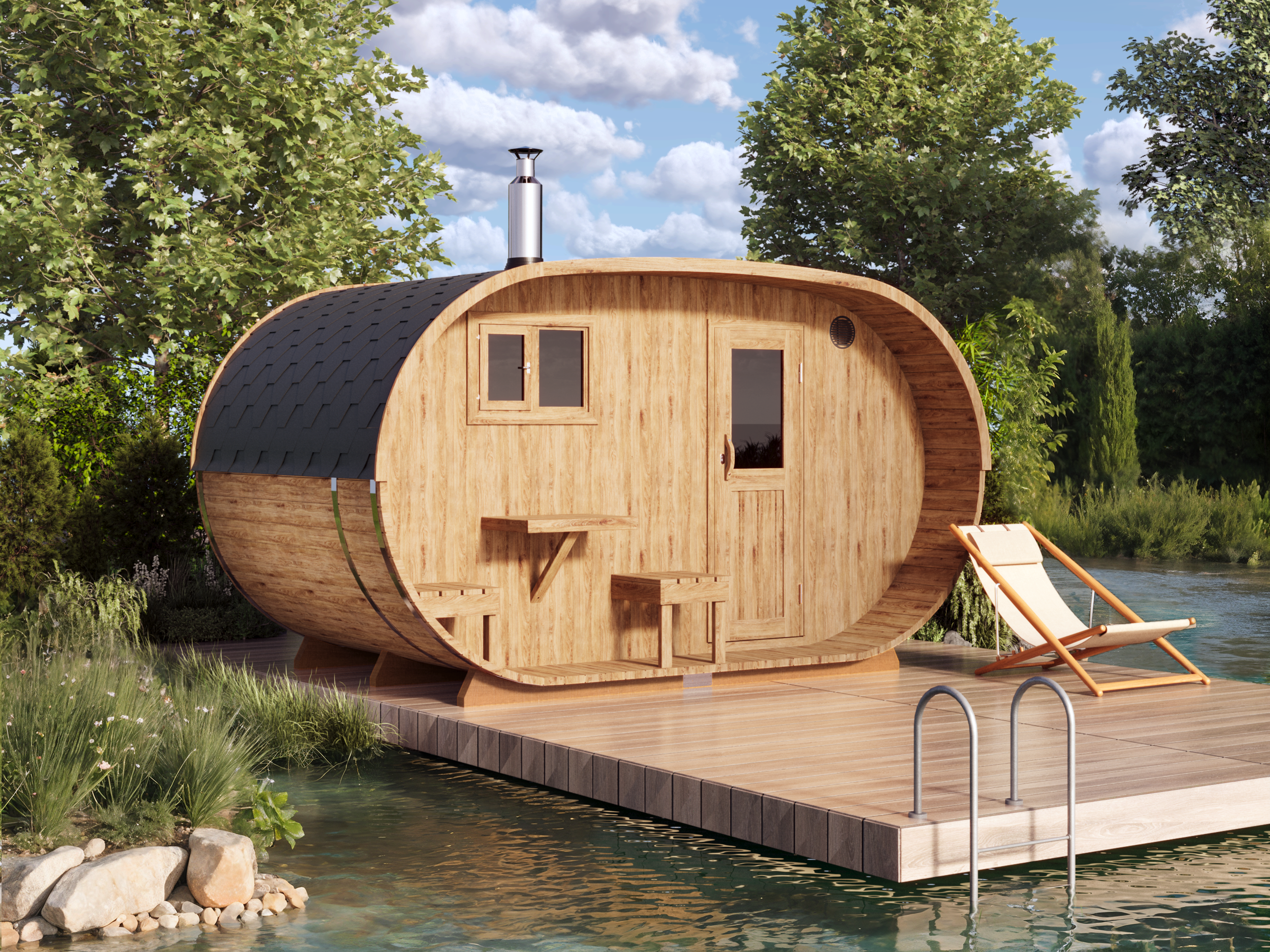 Oval Outdoor Sauna for 4 persons