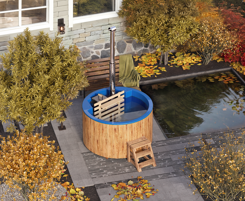 For 3 persons Wood-fired Hot Tub with an Inside Heater