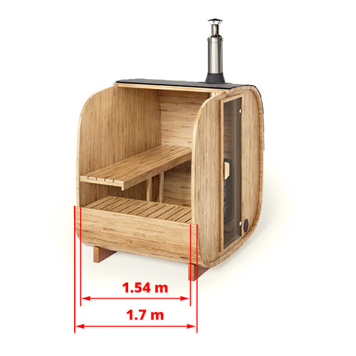1.7m for 3 persons Cube Barrel Sauna