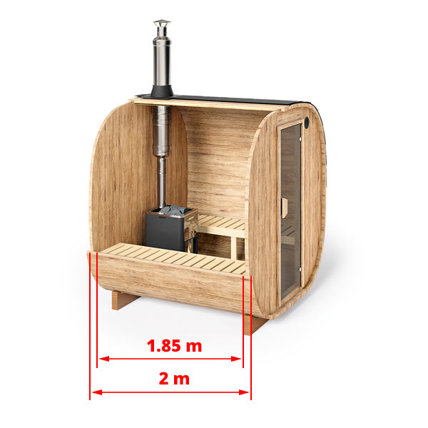 2/2.3m for 4 persons Cube Barrel Sauna