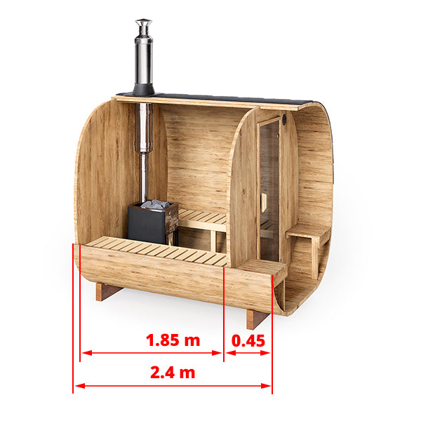 2.4m for 4 persons Cube Barrel Sauna with outside seats