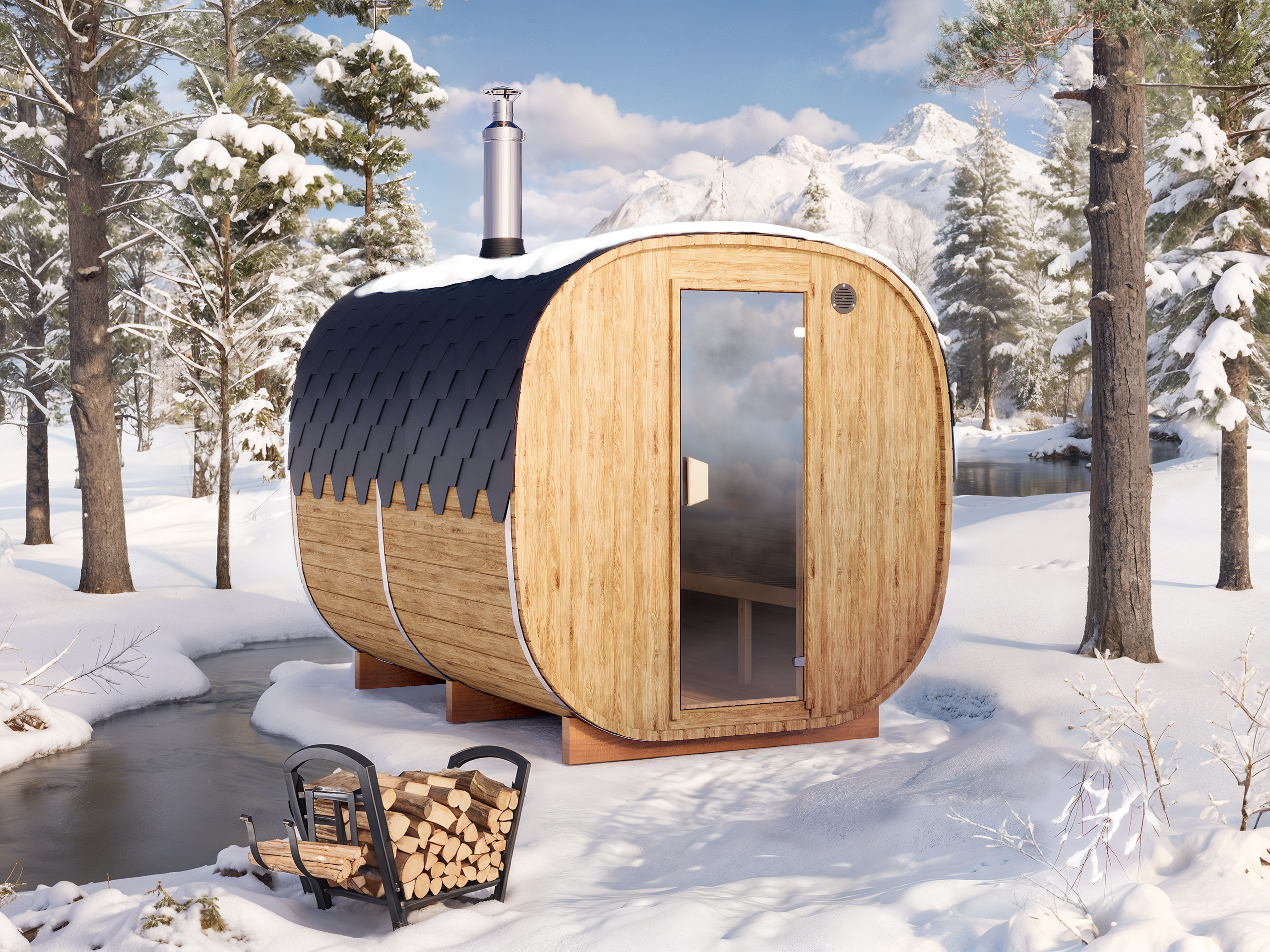 3m for 6 persons Cube Barrel Sauna
