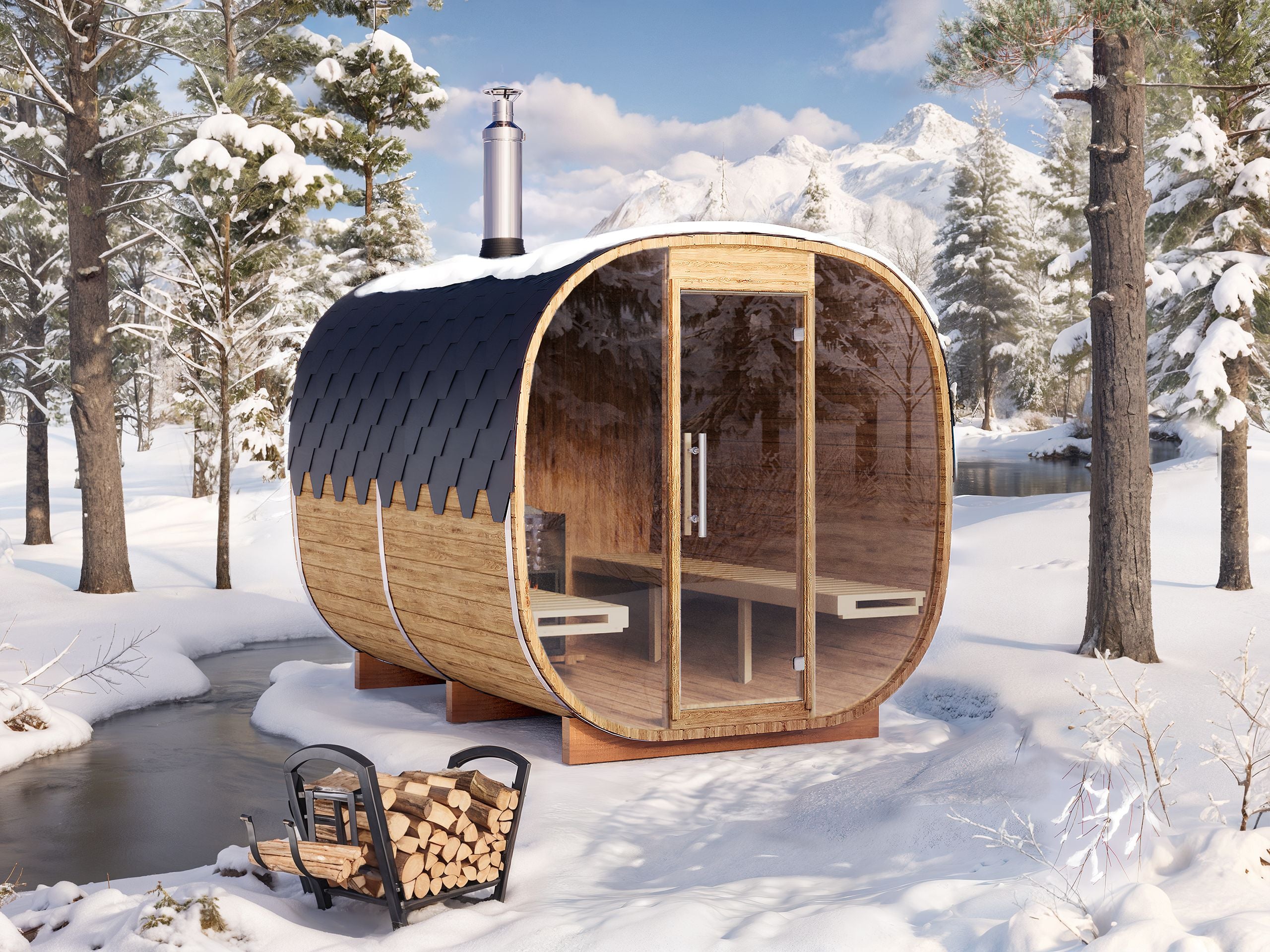 3m for 6 persons Cube Barrel Sauna