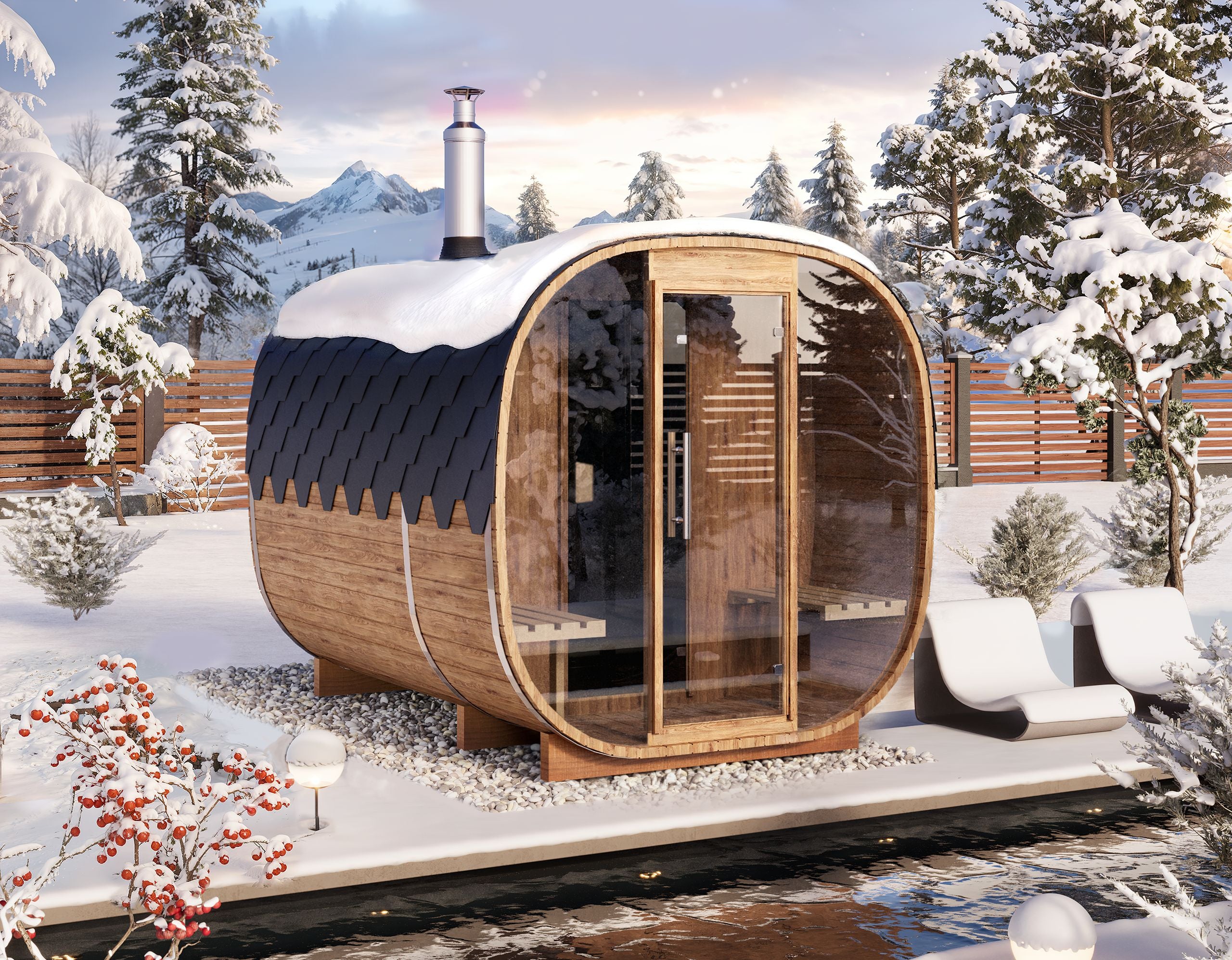 3m for 4 persons Cube Barrel Sauna with dressing room