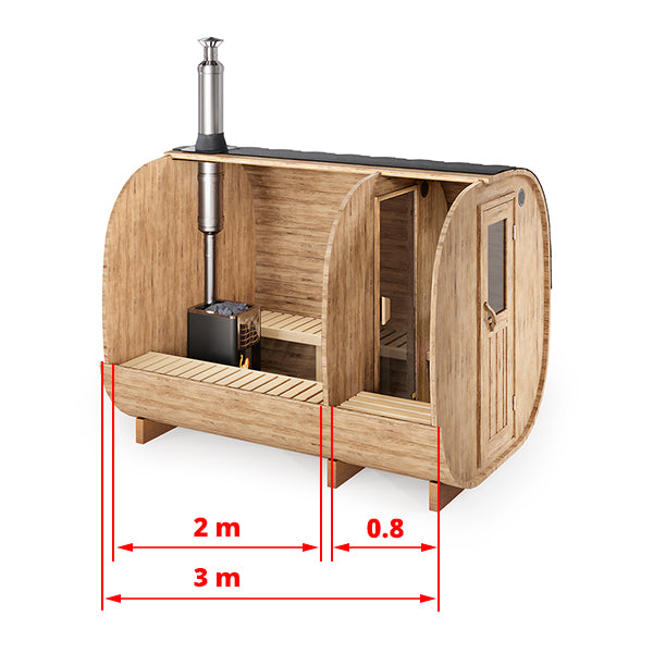 3m for 4 persons Cube Barrel Sauna with dressing room
