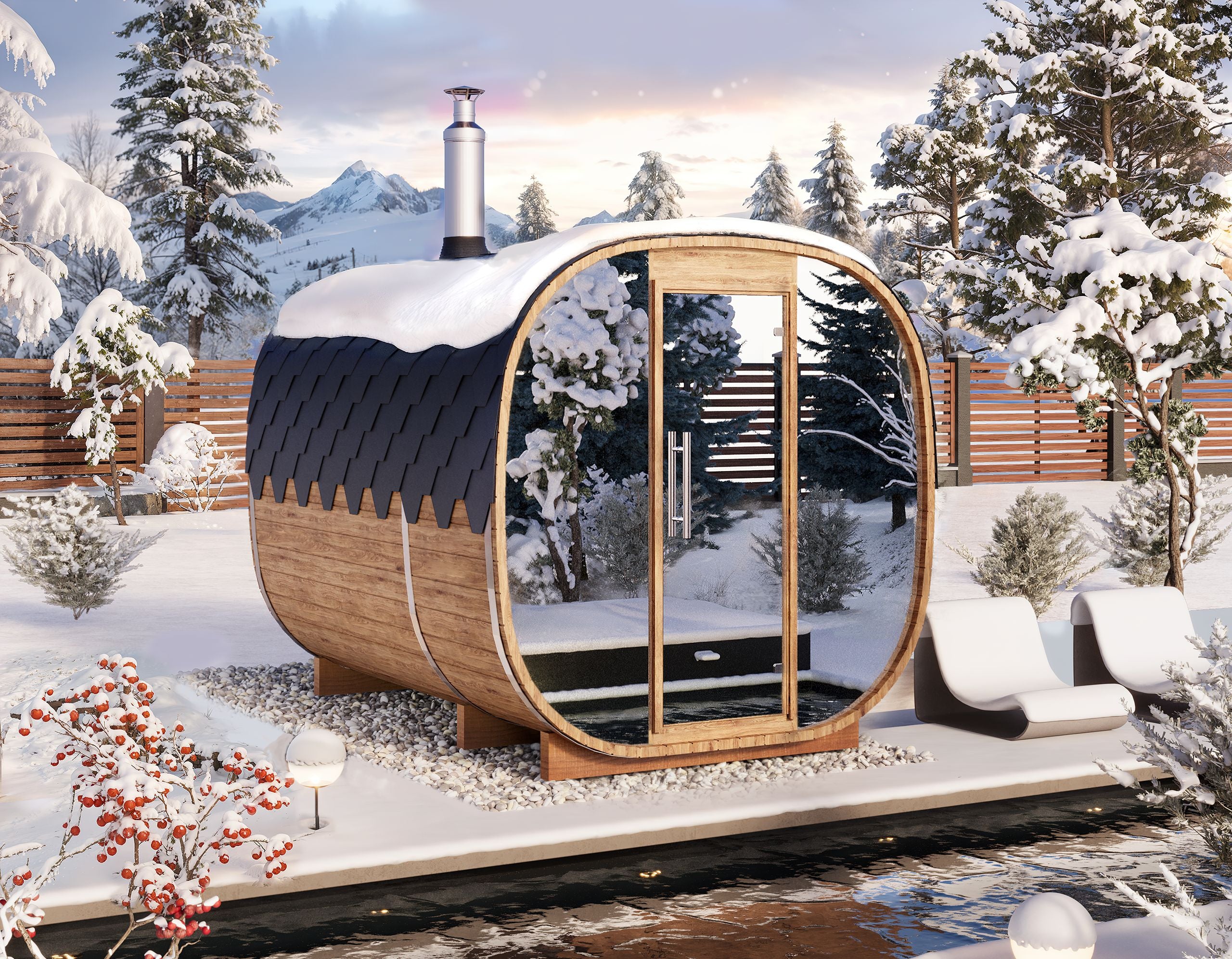 3m for 4 persons Cube Barrel Sauna with dressing room
