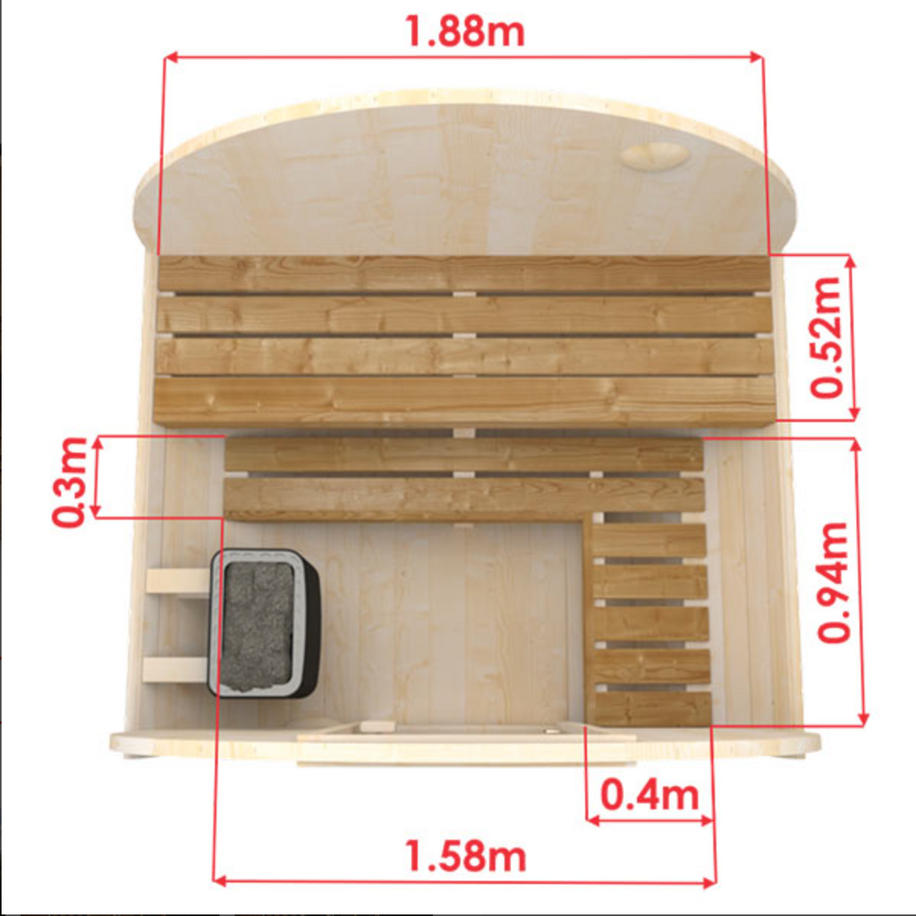 1,6m Outdoor Sauna for 3 persons