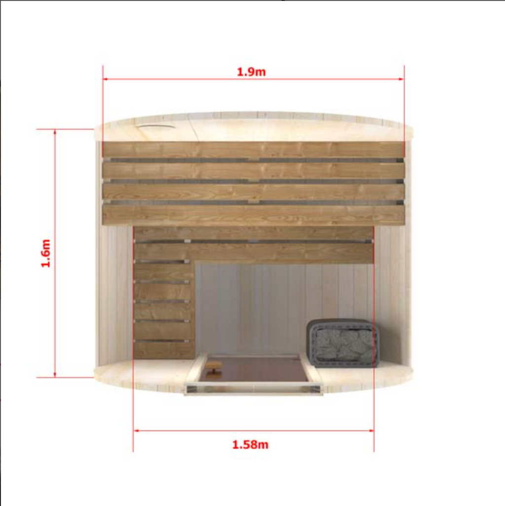 1,6m Outdoor Sauna for 3 persons