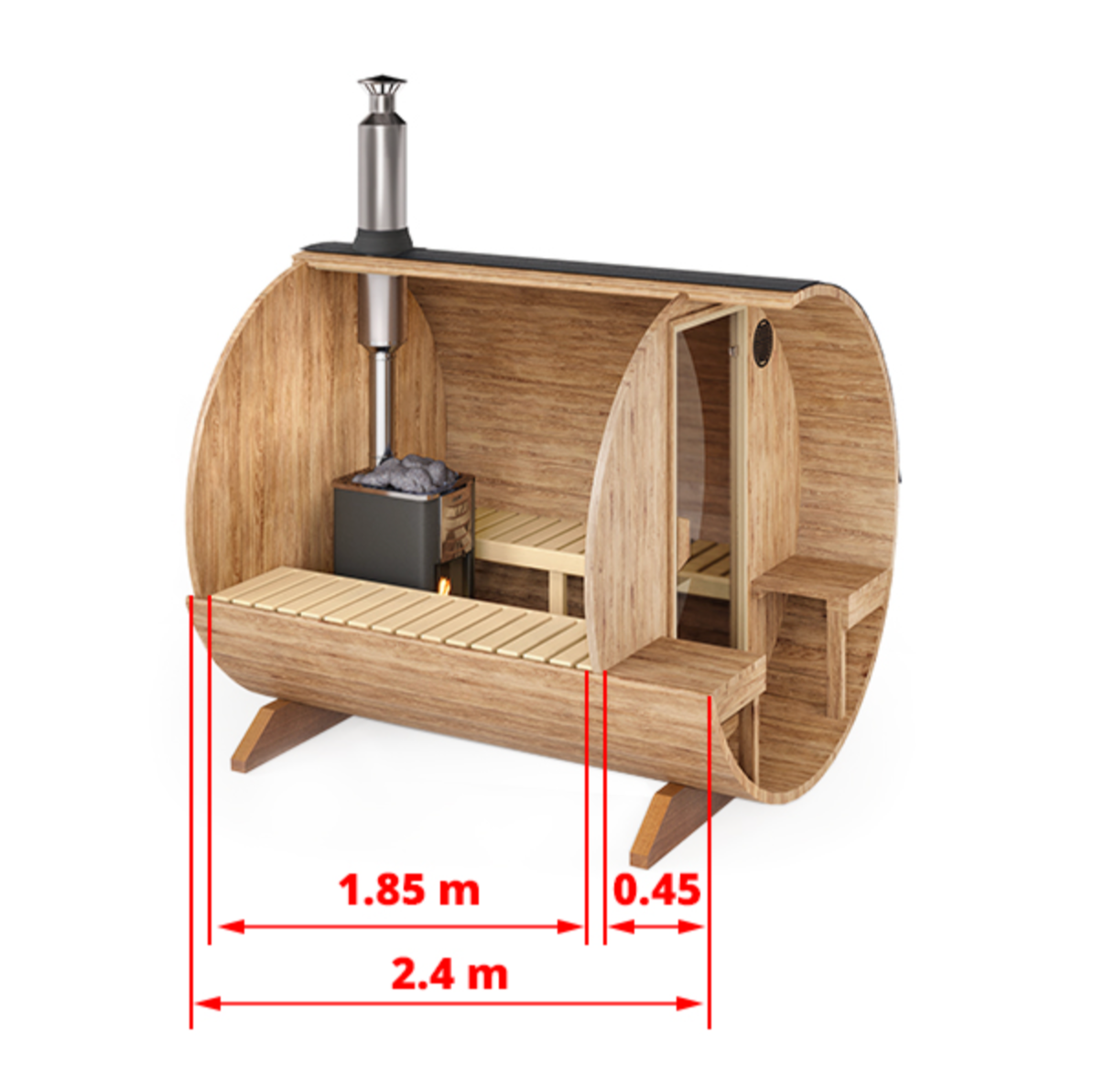 2.4m for 4 persons Outdoor Sauna with Outside Seats