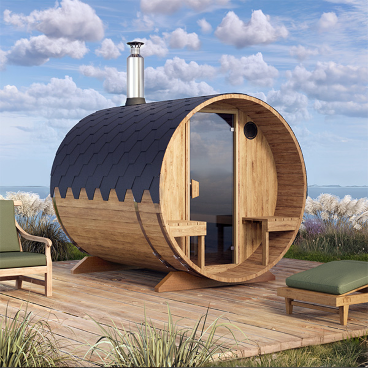 2.4m for 4 persons Outdoor Sauna with Outside Seats