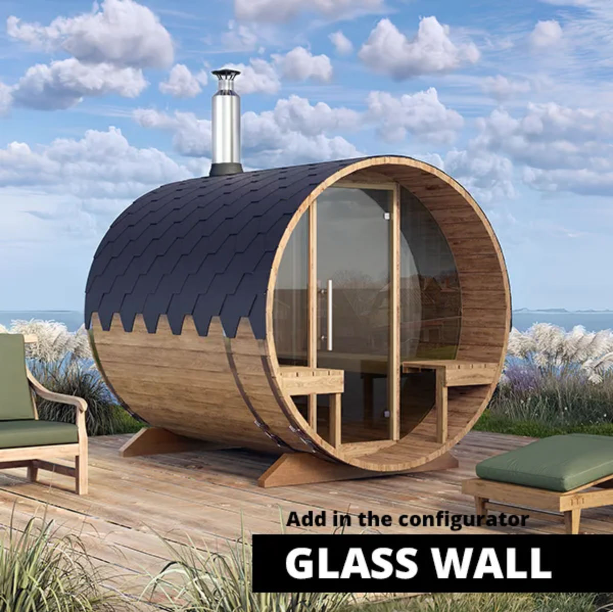 2.4m for 4 persons Outdoor Sauna with Outside Seats