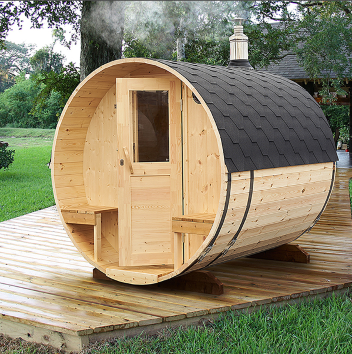 2.4m for 4 persons Outdoor Sauna with Outside Seats