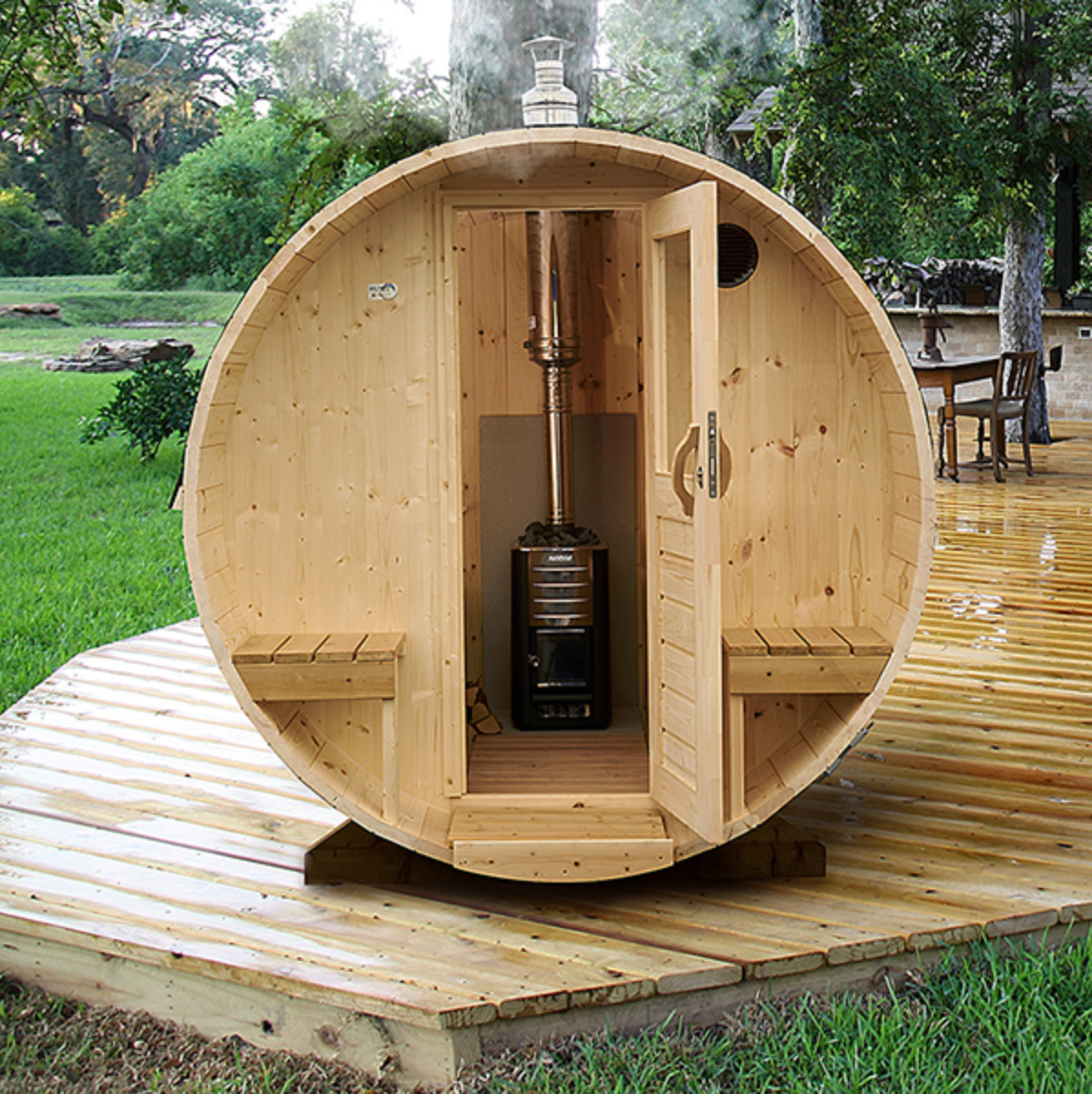 2.4m for 4 persons Outdoor Sauna with Outside Seats