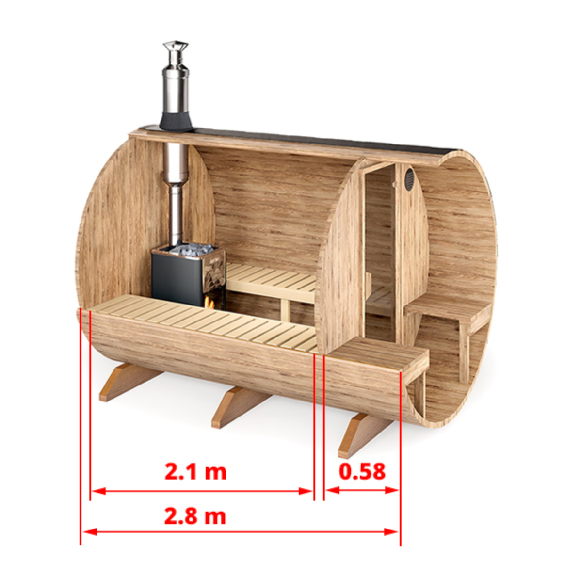 2.8m for 4 persons Outdoor Sauna with Outside Seats