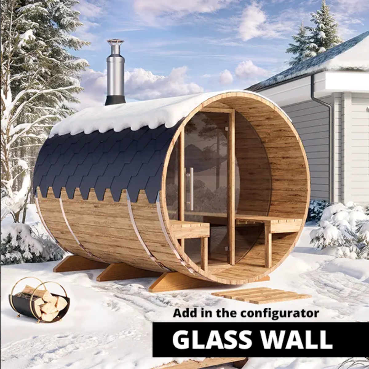 2.8m for 4 persons Outdoor Sauna with Outside Seats