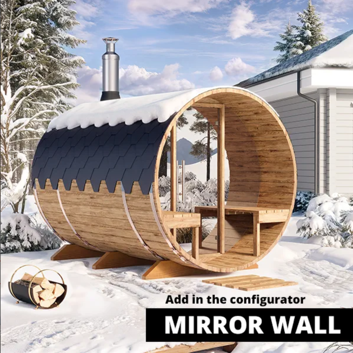 2.8m for 4 persons Outdoor Sauna with Outside Seats