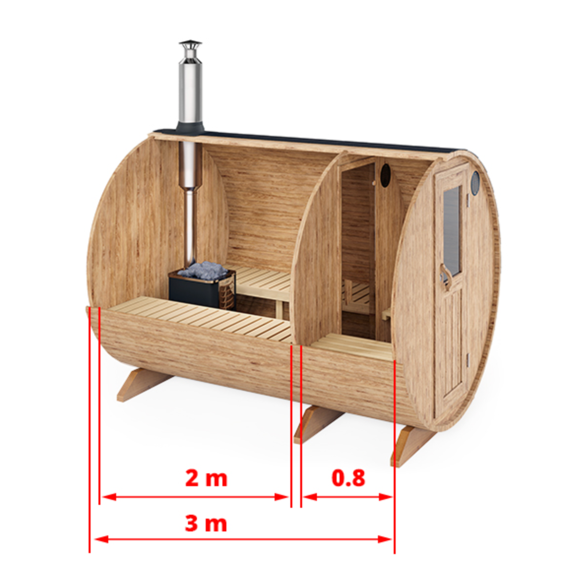 3m for 4 persons Outdoor Sauna with Dressing Room