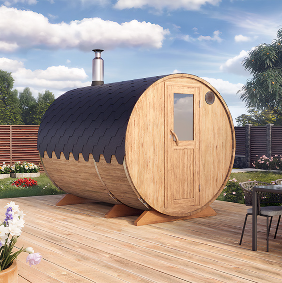 3m for 4 persons Outdoor Sauna with Dressing Room