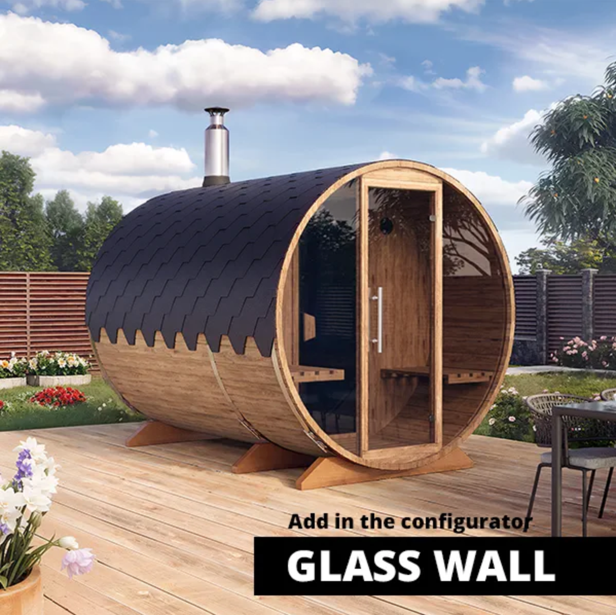 3m for 4 persons Outdoor Sauna with Dressing Room
