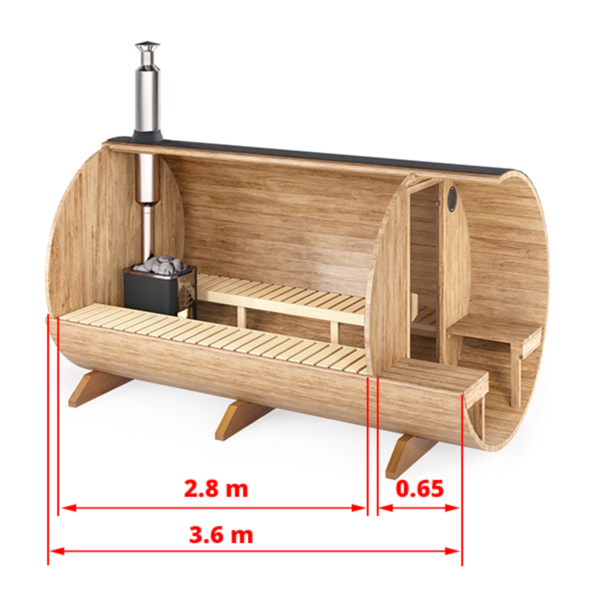 3.6m for 6 persons Outdoor Sauna with Outside Seats