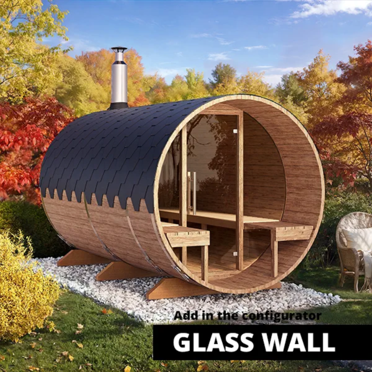 3.6m for 6 persons Outdoor Sauna with Outside Seats