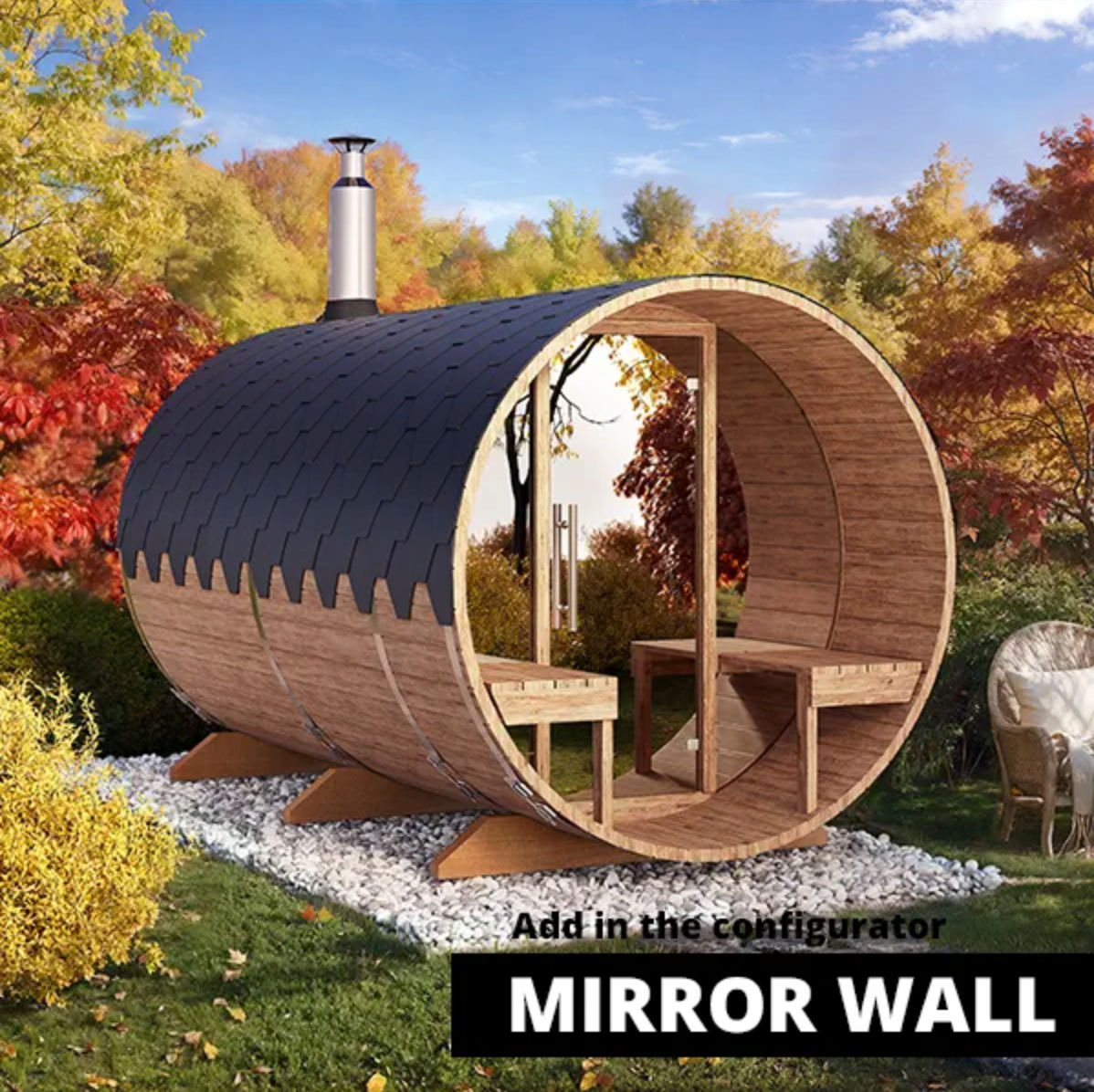 3.6m for 6 persons Outdoor Sauna with Outside Seats