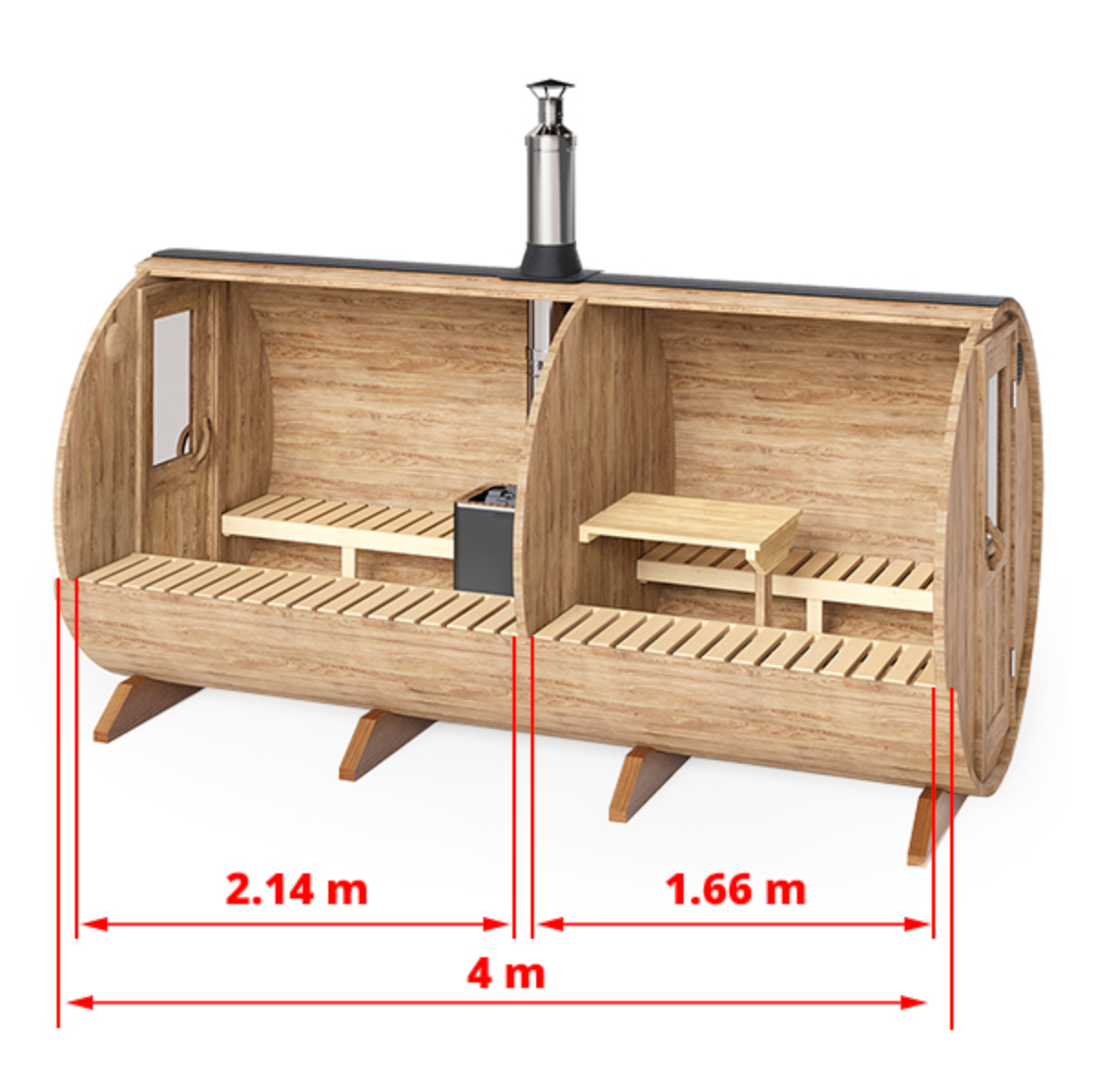 4m for 4-6 persons Two-room Outdoor Sauna
