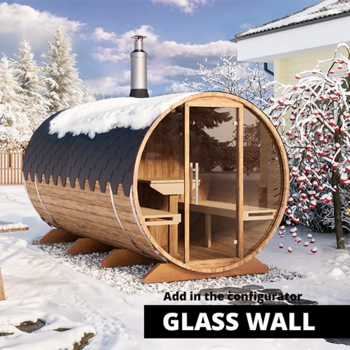 4m for 4-6 persons Two-room Outdoor Sauna
