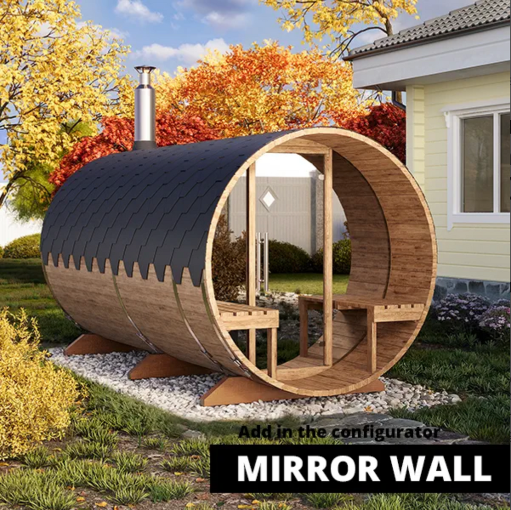 4m for 4 persons Outdoor Sauna with Dressing Room and Outside Seats