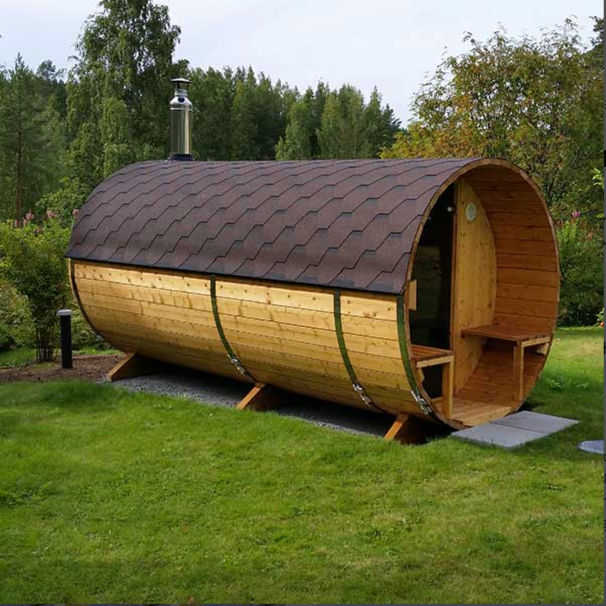 4m for 4 persons Outdoor Sauna with Dressing Room and Outside Seats