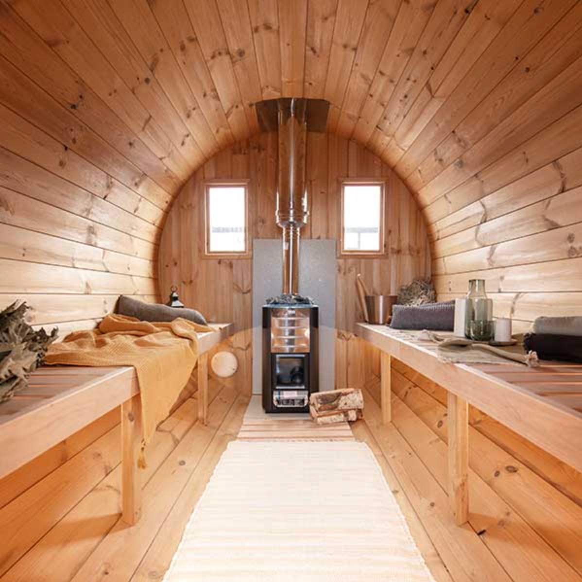 4m for 4 persons Outdoor Sauna with Dressing Room and Outside Seats