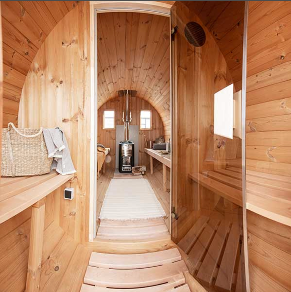 4m for 4 persons Outdoor Sauna with Dressing Room and Outside Seats