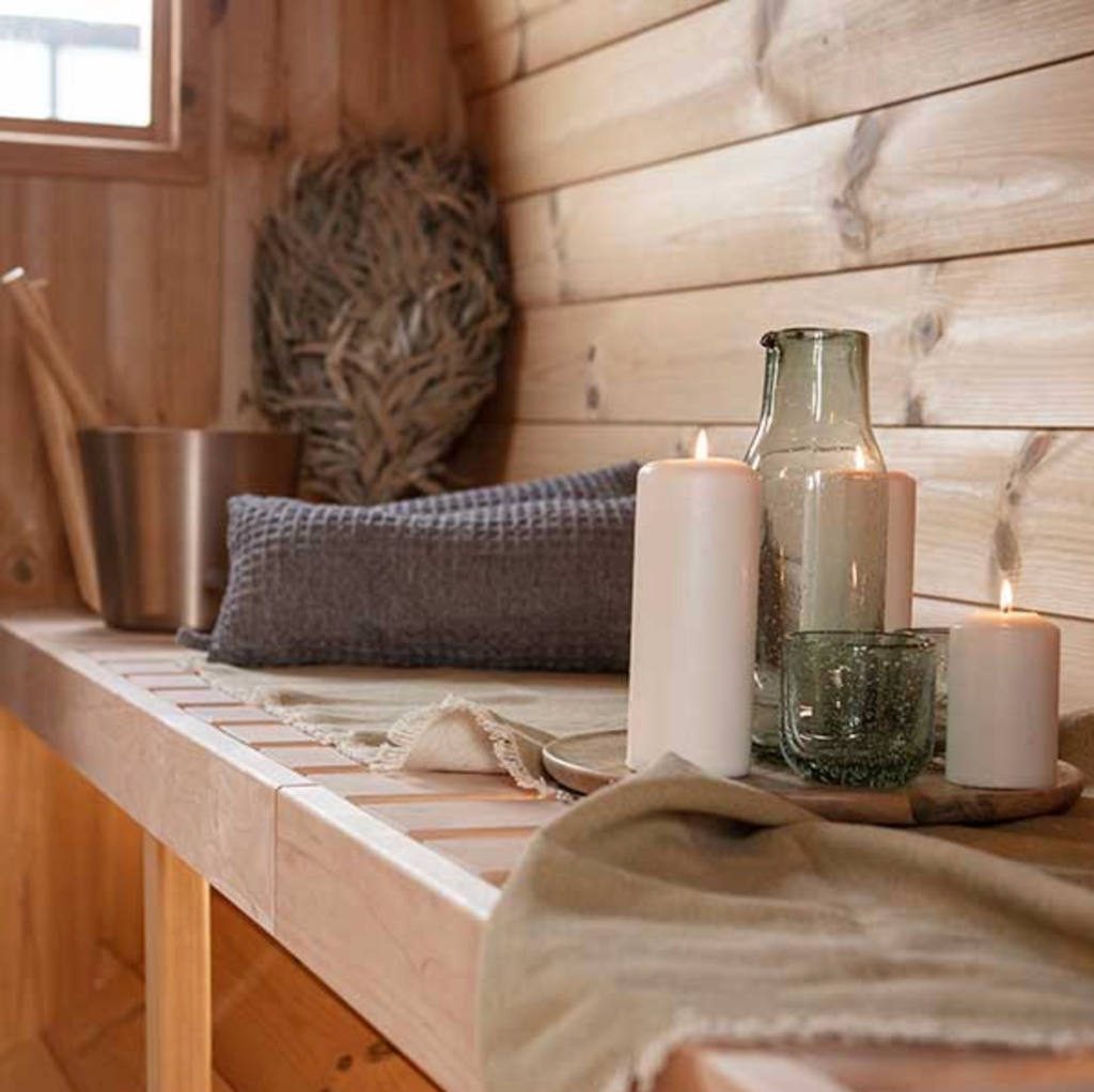 4m for 4 persons Outdoor Sauna with Dressing Room and Outside Seats