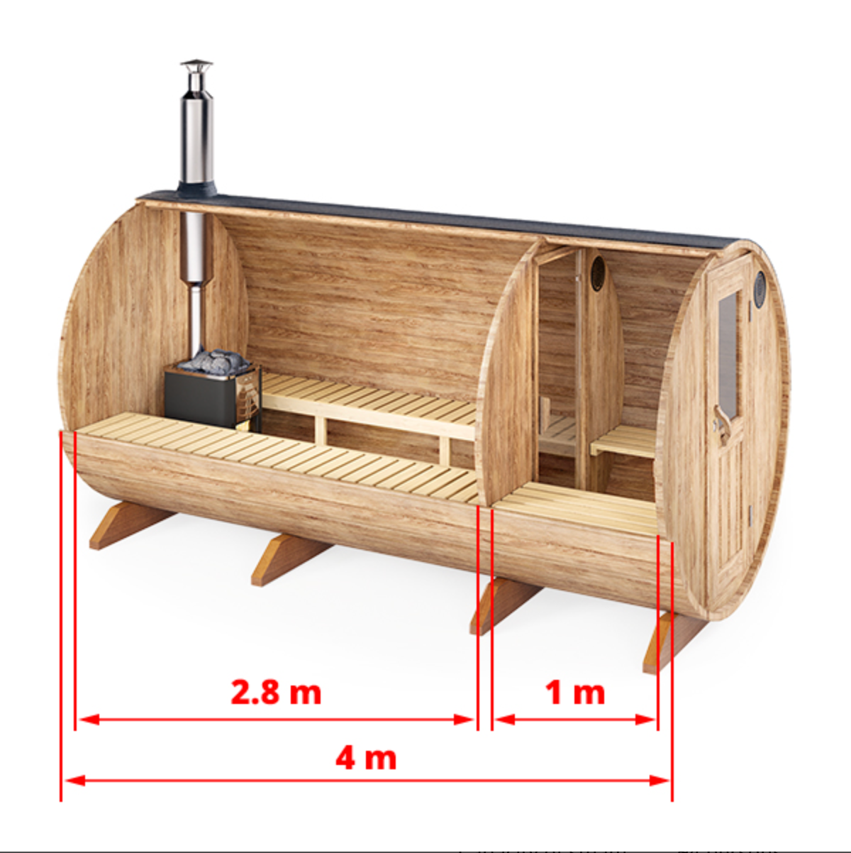 4m for 8 persons Outdoor Sauna with Dressing Room