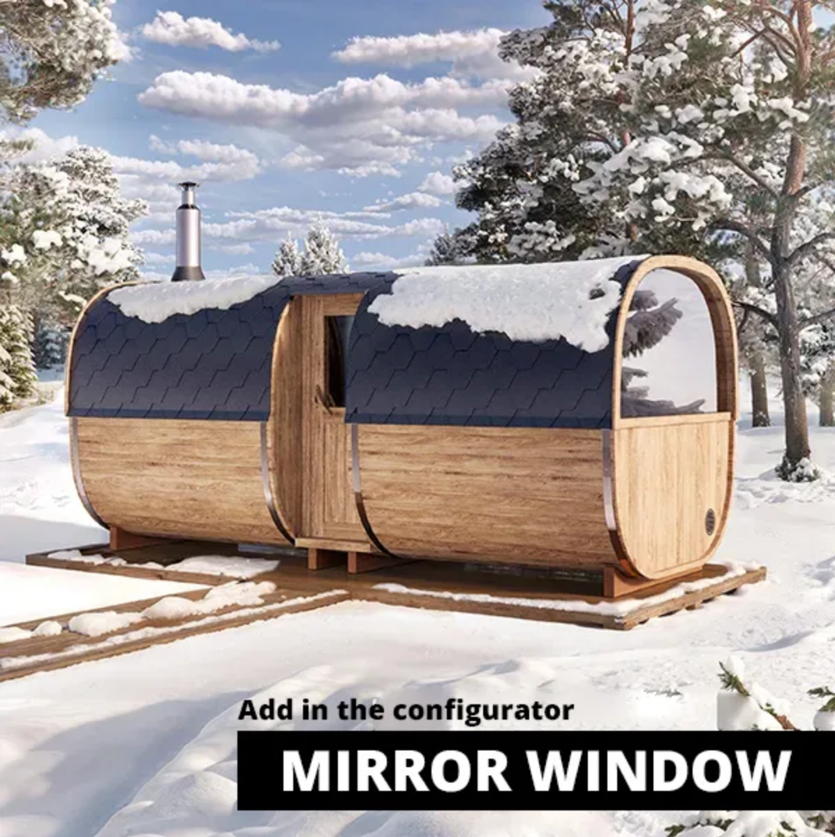 5m Outdoor Sauna for 6 persons with seats or bed