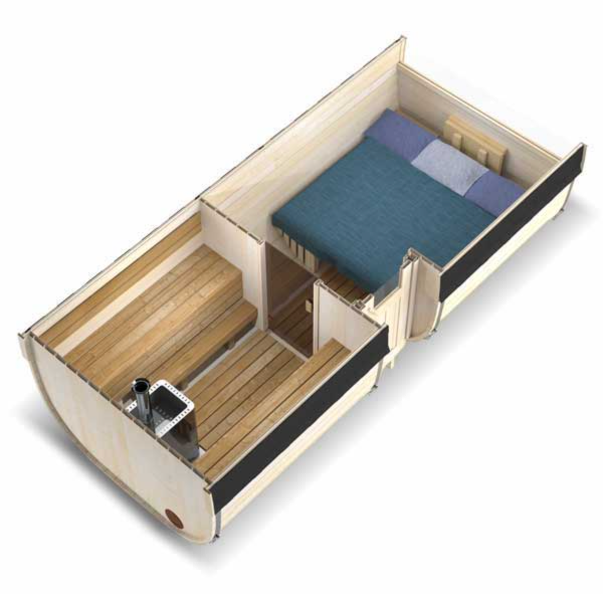 5m Outdoor Sauna for 6 persons with seats or bed