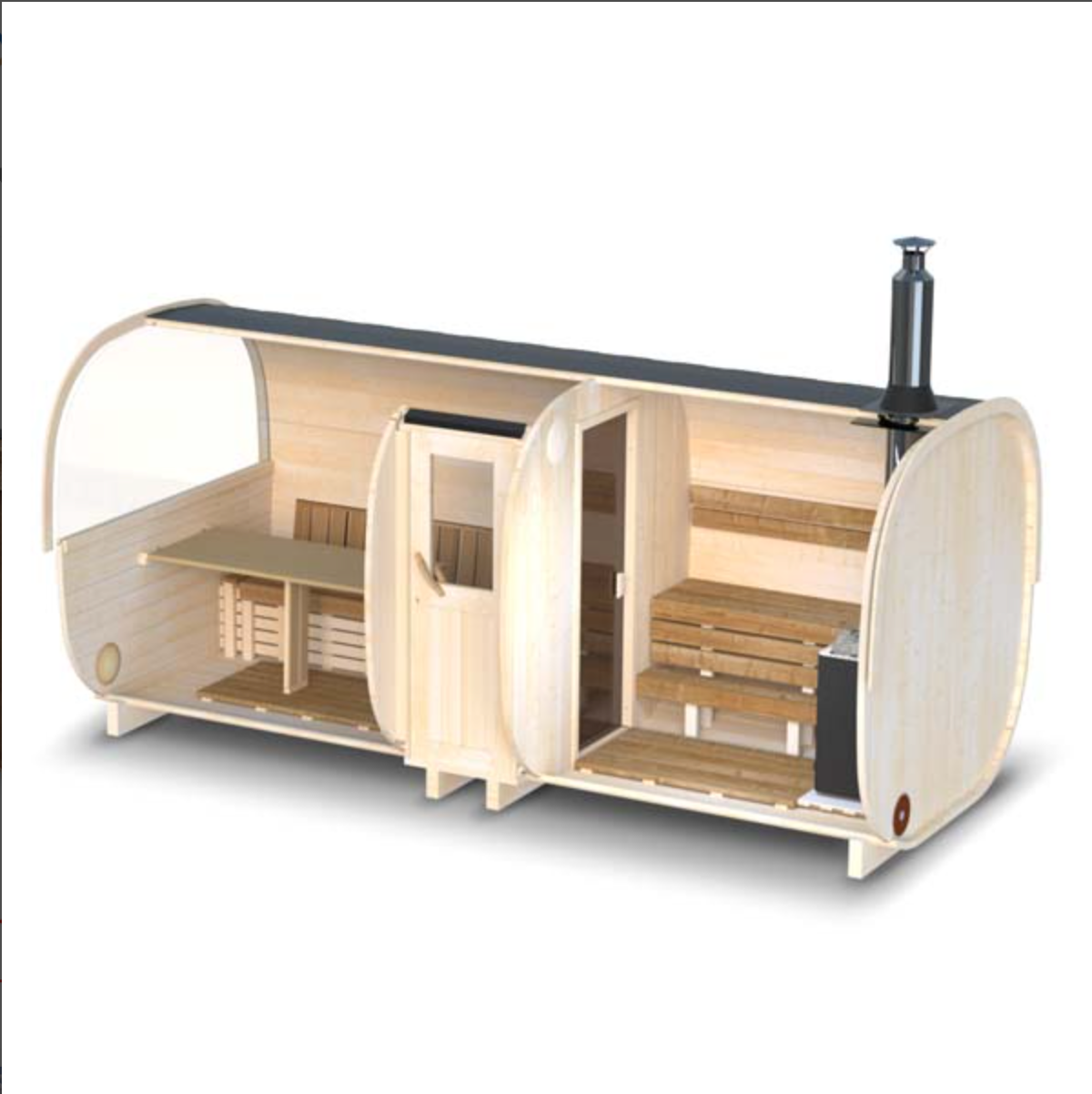 5m Outdoor Sauna for 6 persons with seats or bed