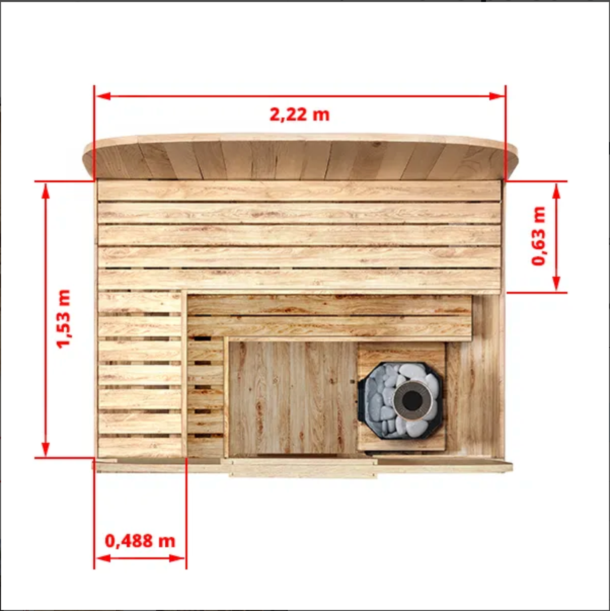 1.7m for 3 persons Cube Barrel Sauna