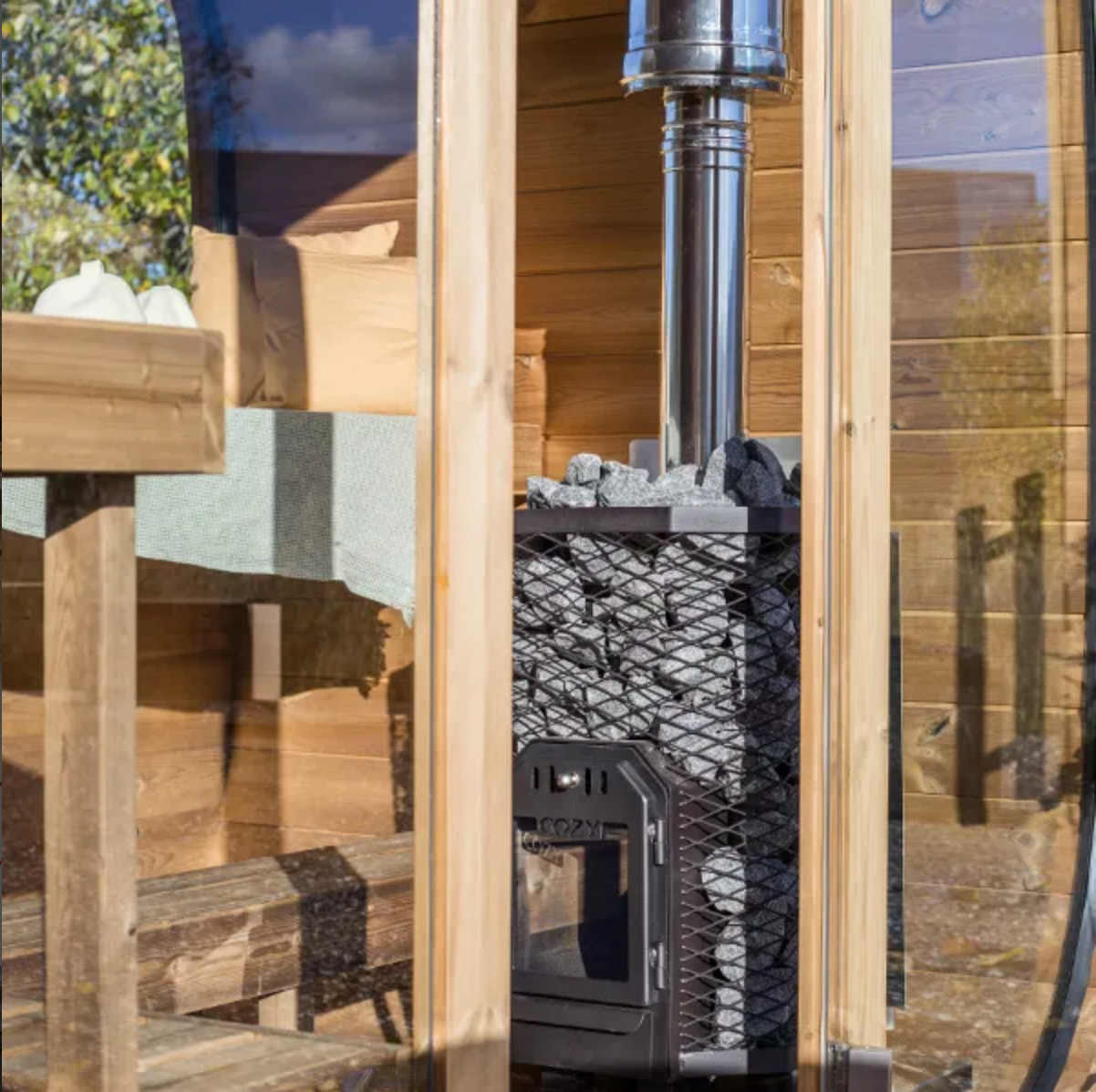 1.7m for 3 persons Cube Barrel Sauna
