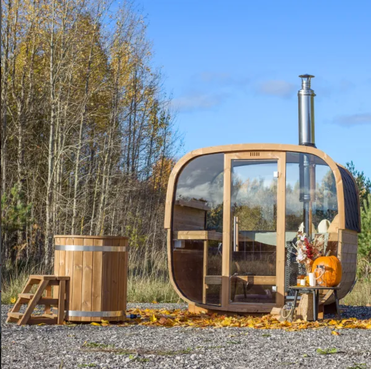 1.7m for 3 persons Cube Barrel Sauna