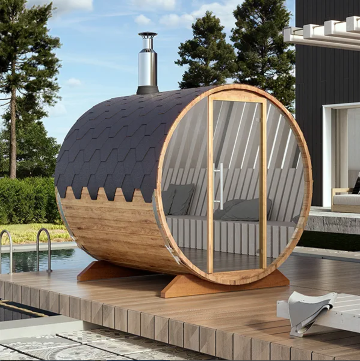 2-2.3m for 4 persons Mirrored Sauna