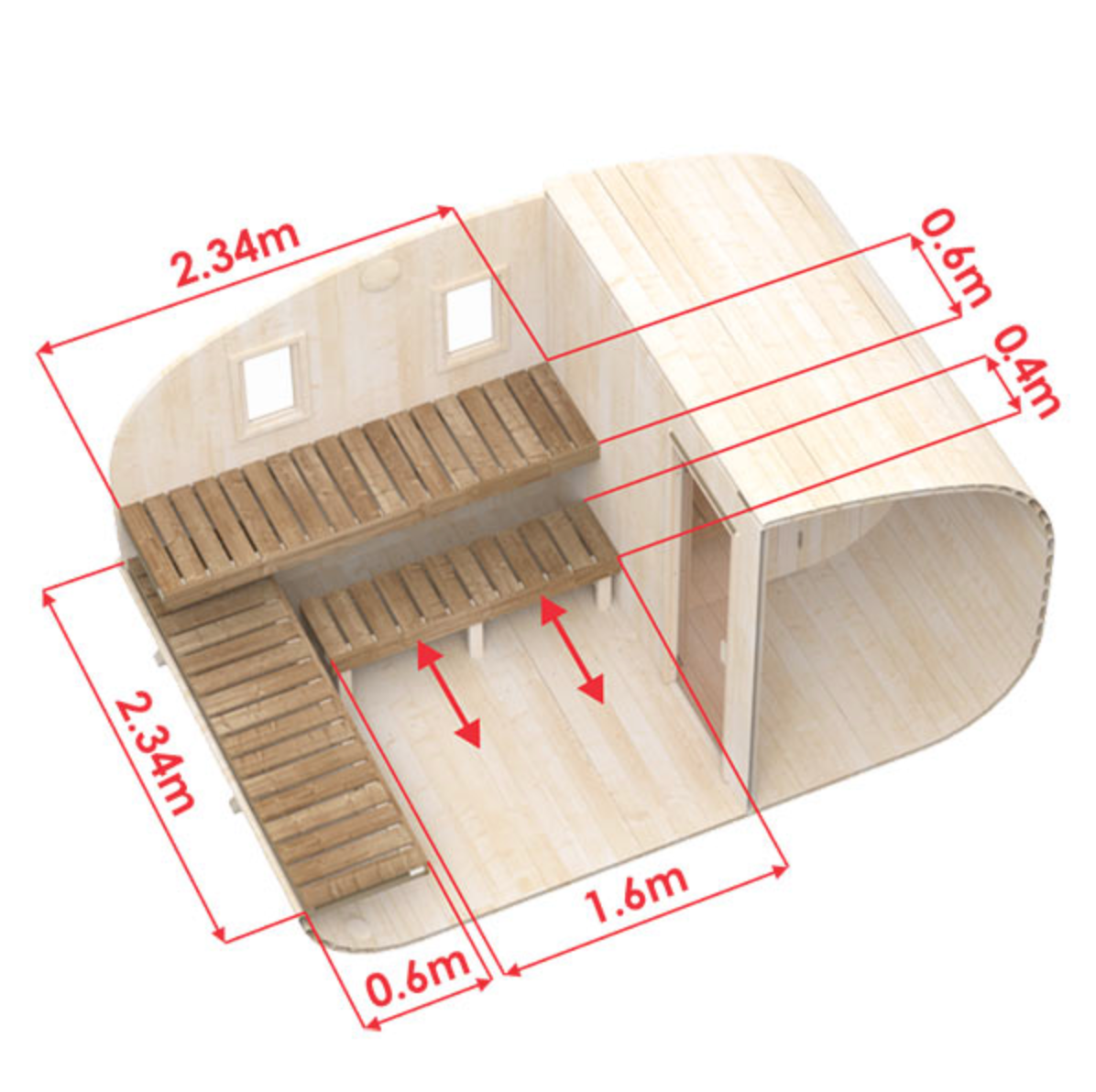 Big Oval Outdoor Sauna for 6 persons