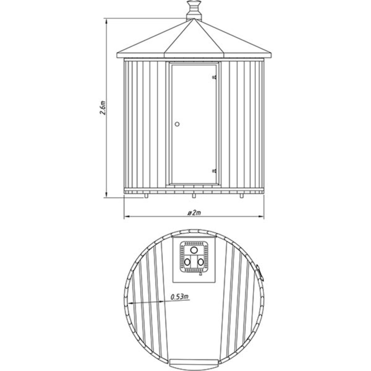 Vertical Outdoor Sauna for 2 persons