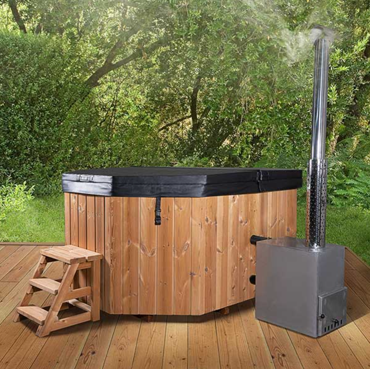 For 9 persons Wood-fired Hot Tub “Octa” from Fiberglass
