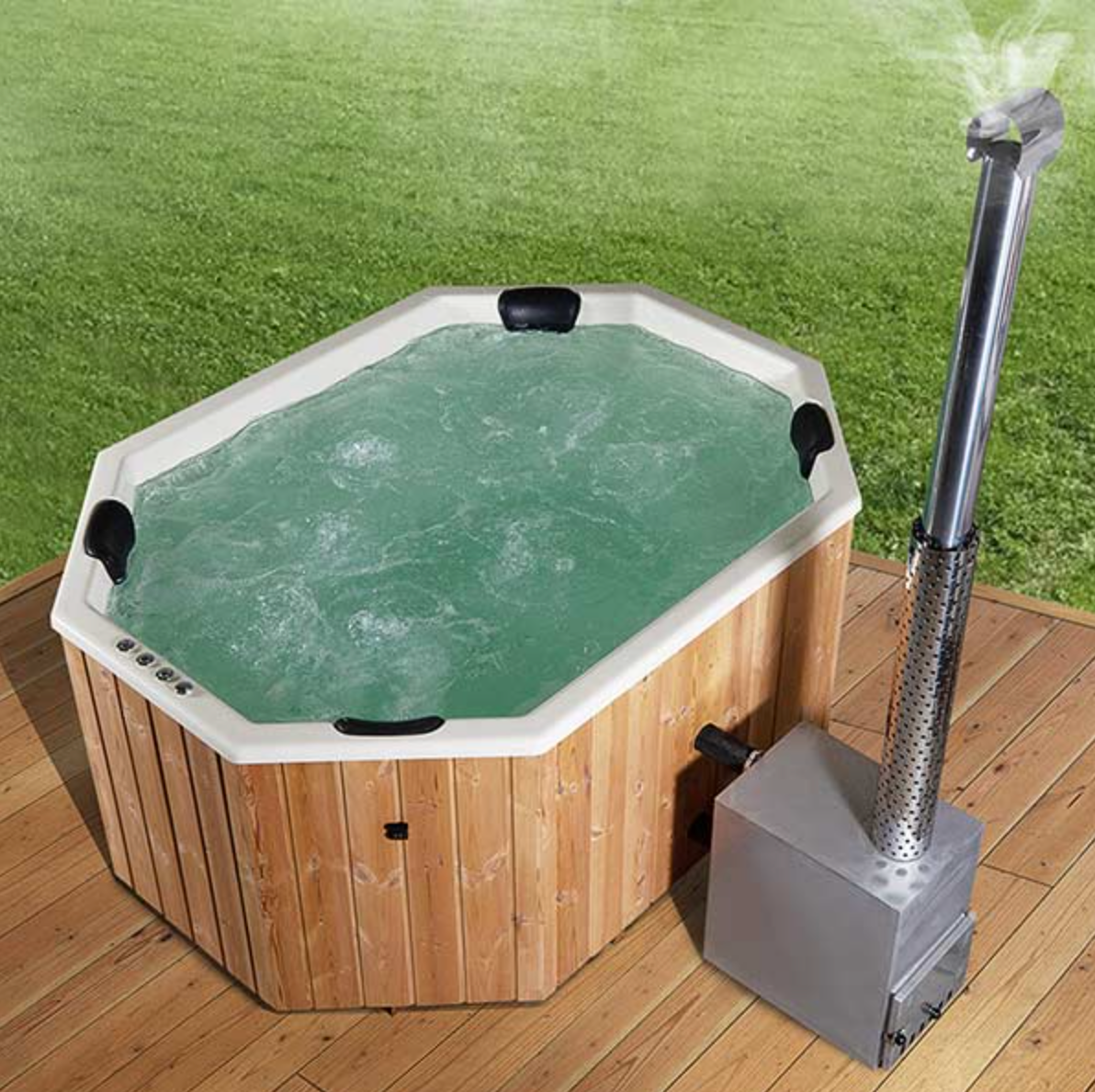 For 9 persons Wood-fired Hot Tub “Octa” from Fiberglass