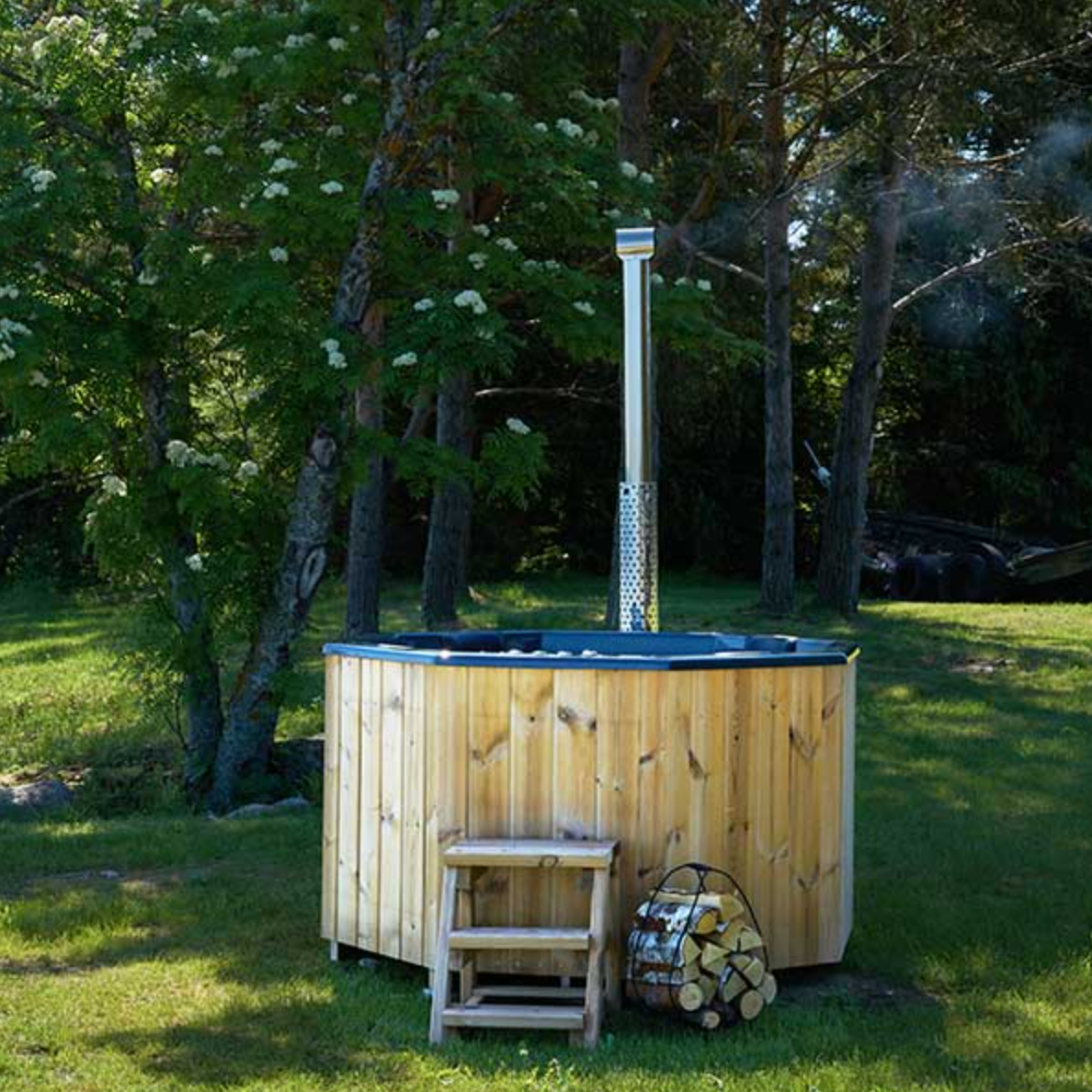 For 6 persons Wood-fired Hot Tub “Octa” from Fiberglass
