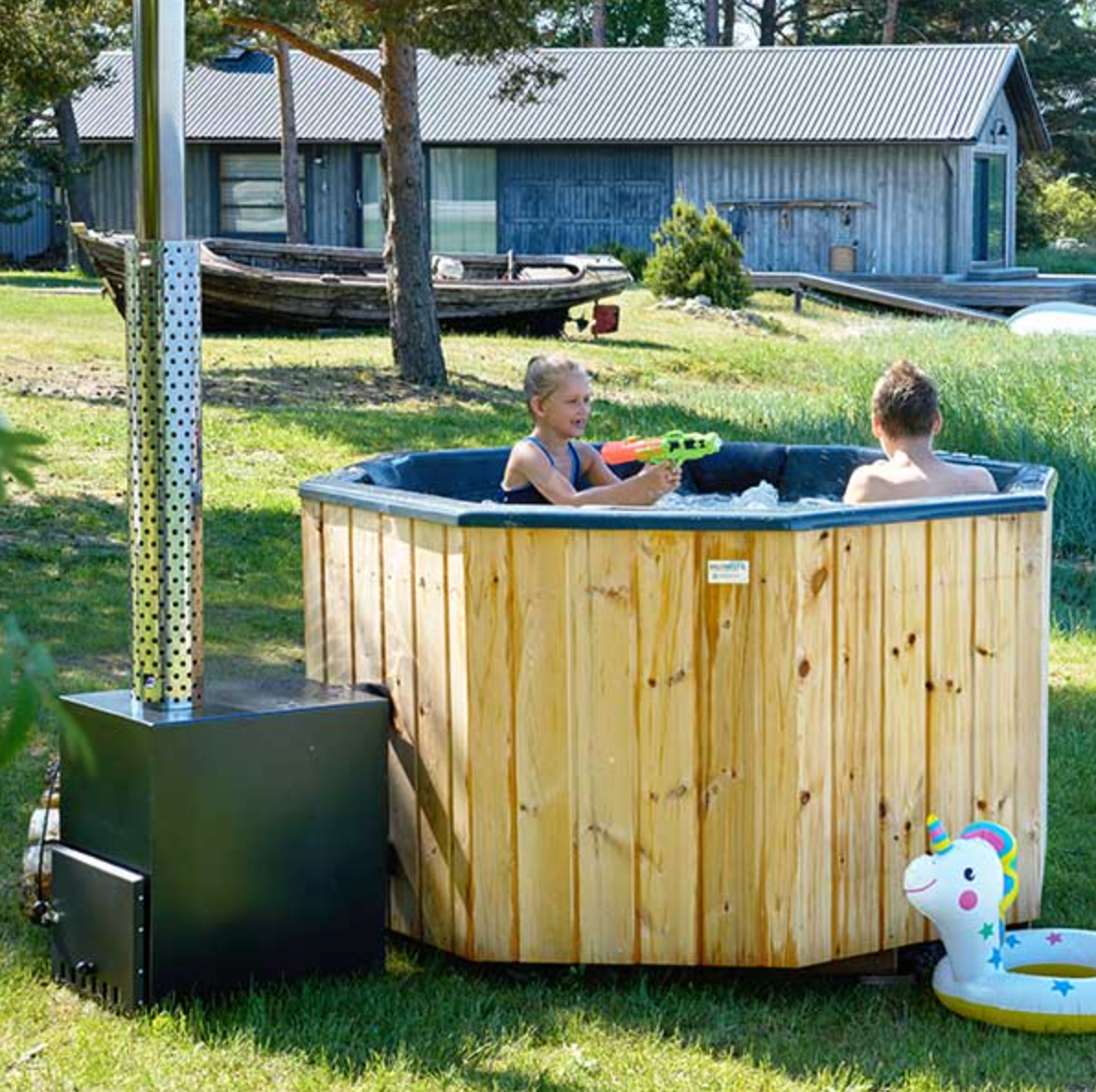For 6 persons Wood-fired Hot Tub “Octa” from Fiberglass